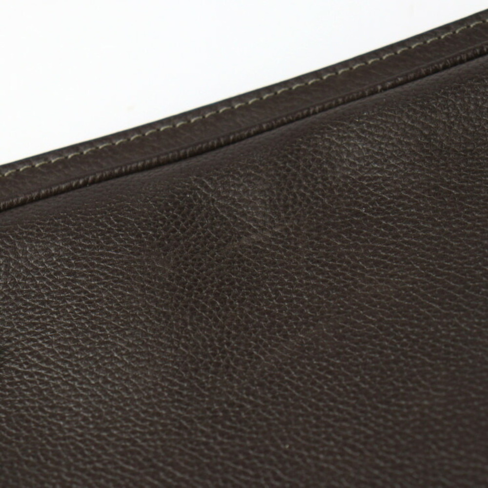 LOUIS VUITTON Authentic Brown Leather Clutch Bag - Picture 6 of 8